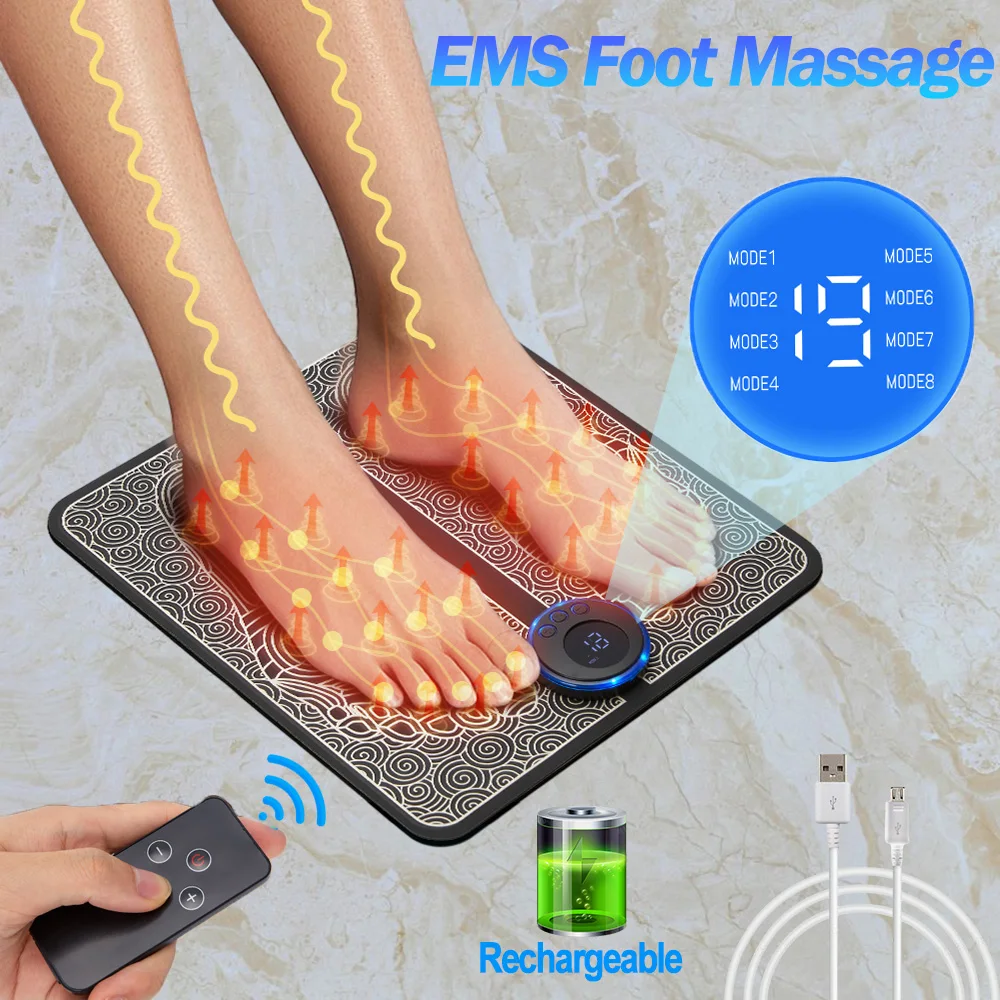 Ems Foot Massager - เครื่องนวดด้วยไฟฟ้า EMS แบบใช้เท้าแผ่นแปะนวดสิบฟุตกระตุ้นกล้ามเนื้อ Relief ปวดช่วยเพิ่มการไหลเวียนโลหิต