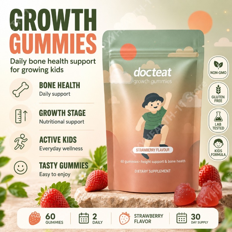 Health Wellness Gummies - วิตามินแคลเซียมสำหรับเด็ก รสสตรอว์เบอร์รี พร้อมวิตามิน D3 และ K2