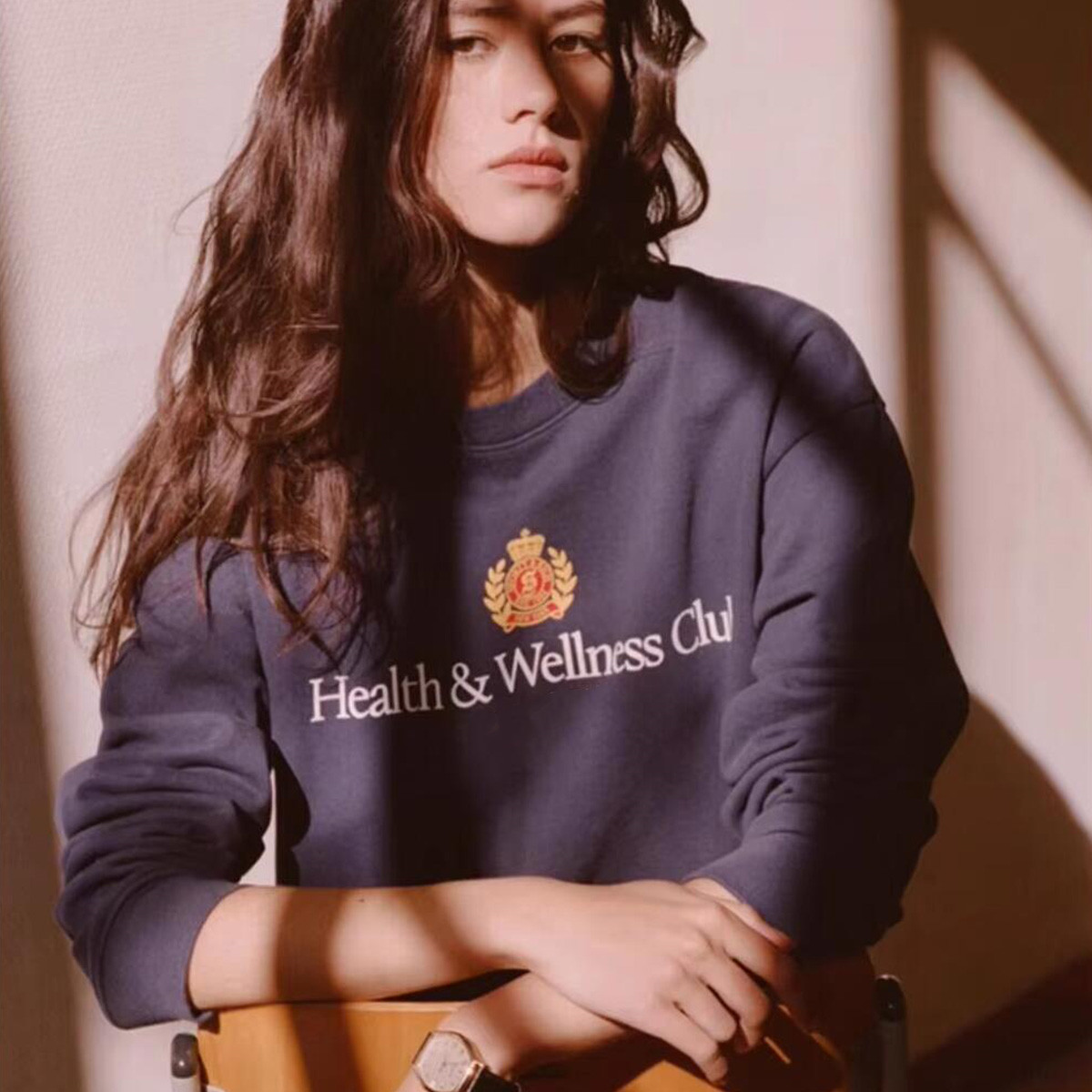 Health Wellness Club - Health Wellness Club ตัวอักษรพิมพ์ Navy Oversize