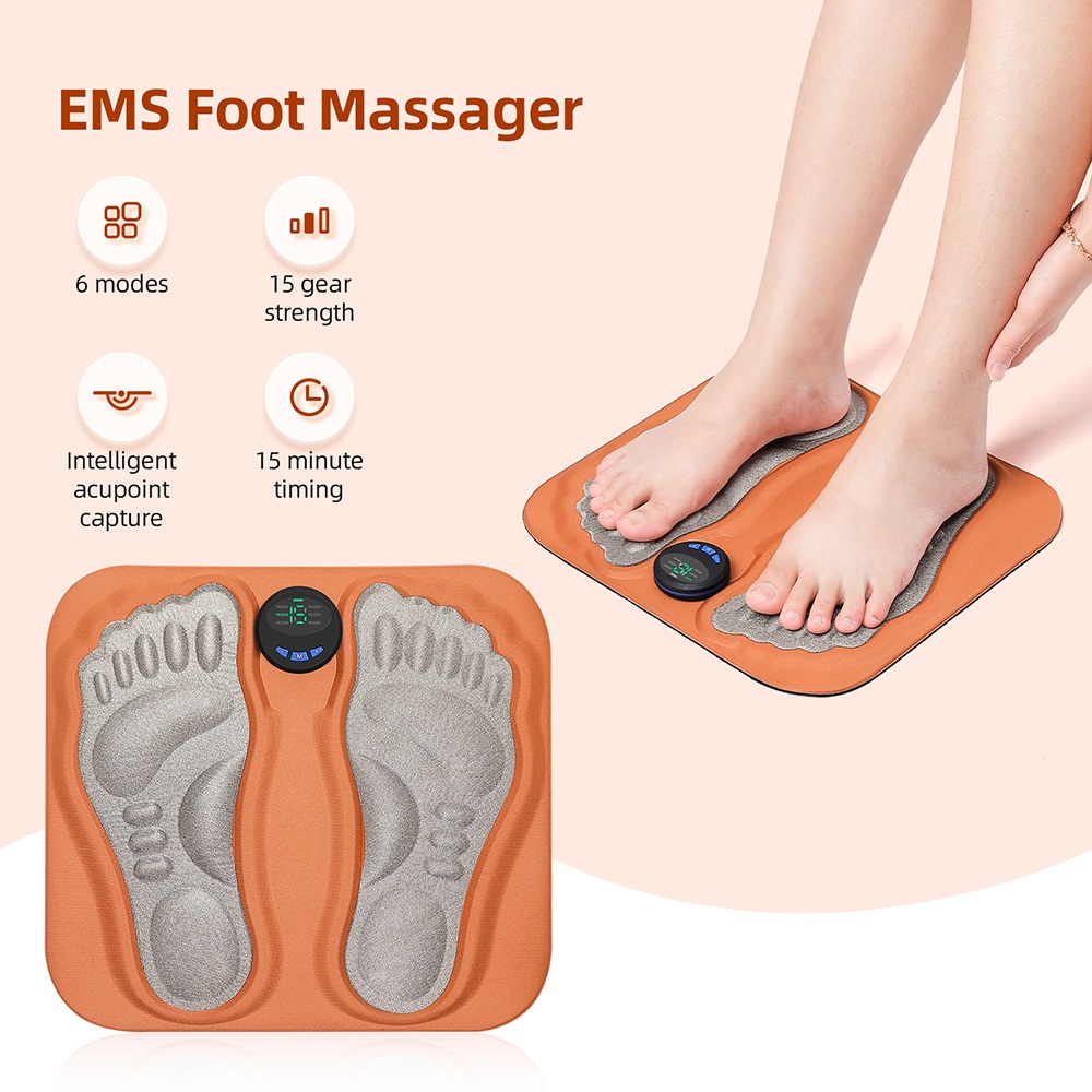 Ems Foot Massager - แผ่นนวดเท้า EMS เครื่องนวดเท้าไฟฟ้า แผ่นนวดเท้าปรับระดับความแรงได้ 15 ระดับ