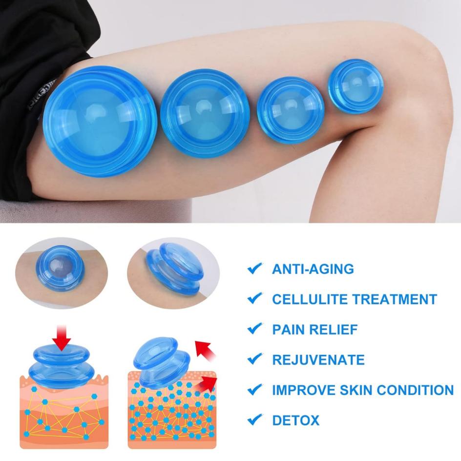 Cupping Therapy Set - ชุดถ้วยซิลิโคนสำหรับนวด 3 ชิ้น อุปกรณ์นวดสุญญากาศแบบมืออาชีพ สำหรับการบำบัดด้วยการนวดกัวซาและนวดตัว ใช้สำหรับกายภาพบำบัด
