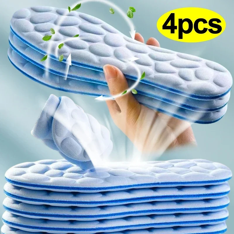Foot Bath Massager - แผ่นรองพื้นรองเท้าเมมโมรี่โฟมนวดแบบนุ่ม 2/4 ชิ้น สำหรับรองเท้ากีฬาวิ่ง ระบายอากาศได้ดี รองรับแรงกระแทก
